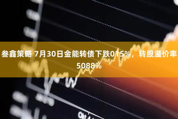 叁鑫策略 7月30日金能转债下跌015%，转股溢价率5088%