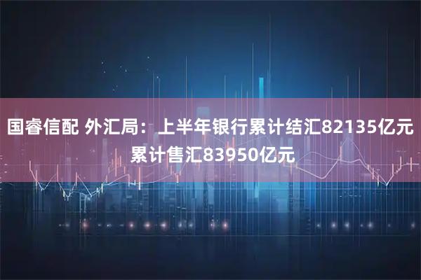 国睿信配 外汇局:上半年银行累计结汇82135亿元 累计售汇83950亿元